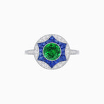 Load image into Gallery viewer, Art Deco Inspired Round Starburst with French-Cut Gemstone Ring