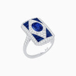 Load image into Gallery viewer, Art Deco Inspired Oval Gemstone Mosaic Diamond Ring