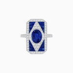Load image into Gallery viewer, Art Deco Inspired Oval Gemstone Mosaic Diamond Ring
