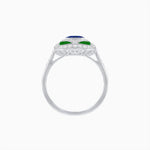 Load image into Gallery viewer, Art Deco Inspired Oval Gemstone Mosaic Diamond Ring