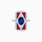 Load image into Gallery viewer, Art Deco Inspired Oval Gemstone Mosaic Diamond Ring