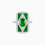 Load image into Gallery viewer, Art Deco Inspired Oval Gemstone Mosaic Diamond Ring