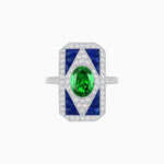 Load image into Gallery viewer, Art Deco Inspired Oval Gemstone Mosaic Diamond Ring