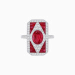 Load image into Gallery viewer, Art Deco Inspired Oval Gemstone Mosaic Diamond Ring