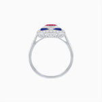 Load image into Gallery viewer, Art Deco Inspired Oval Gemstone Mosaic Diamond Ring