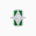 Load image into Gallery viewer, Art Deco Inspired Oval Gemstone Mosaic Diamond Ring