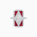 Load image into Gallery viewer, Art Deco Inspired Oval Gemstone Mosaic Diamond Ring