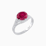 Load image into Gallery viewer, Antique Inspired Hexagonal Round Center Mounting Ring with Hand Engraving - Shahin Jewelry