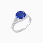 Load image into Gallery viewer, Antique Inspired Hexagonal Round Center Mounting Ring with Hand Engraving - Shahin Jewelry