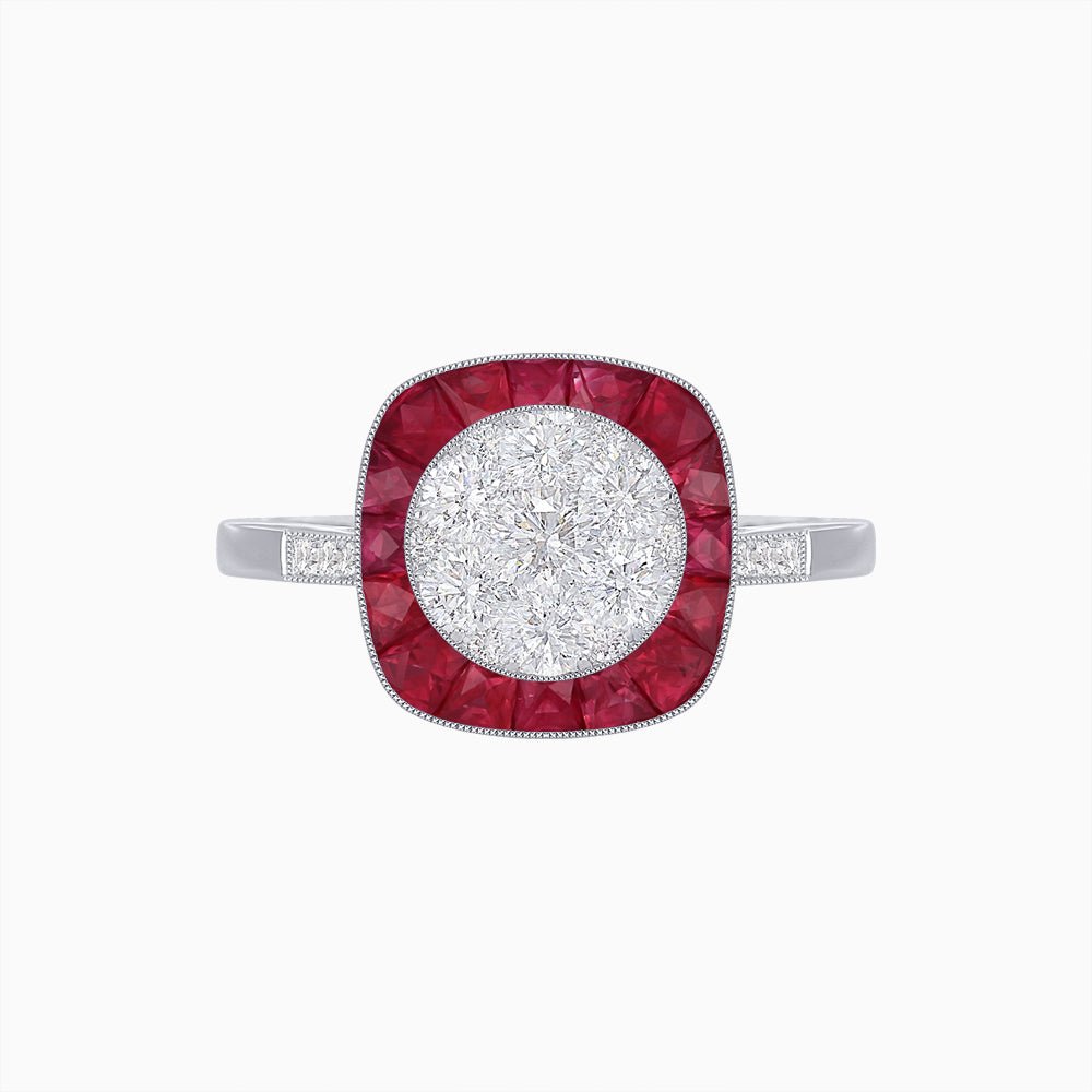 Antique Inspired Illusion Halo Ring - Shahin Jewelry
