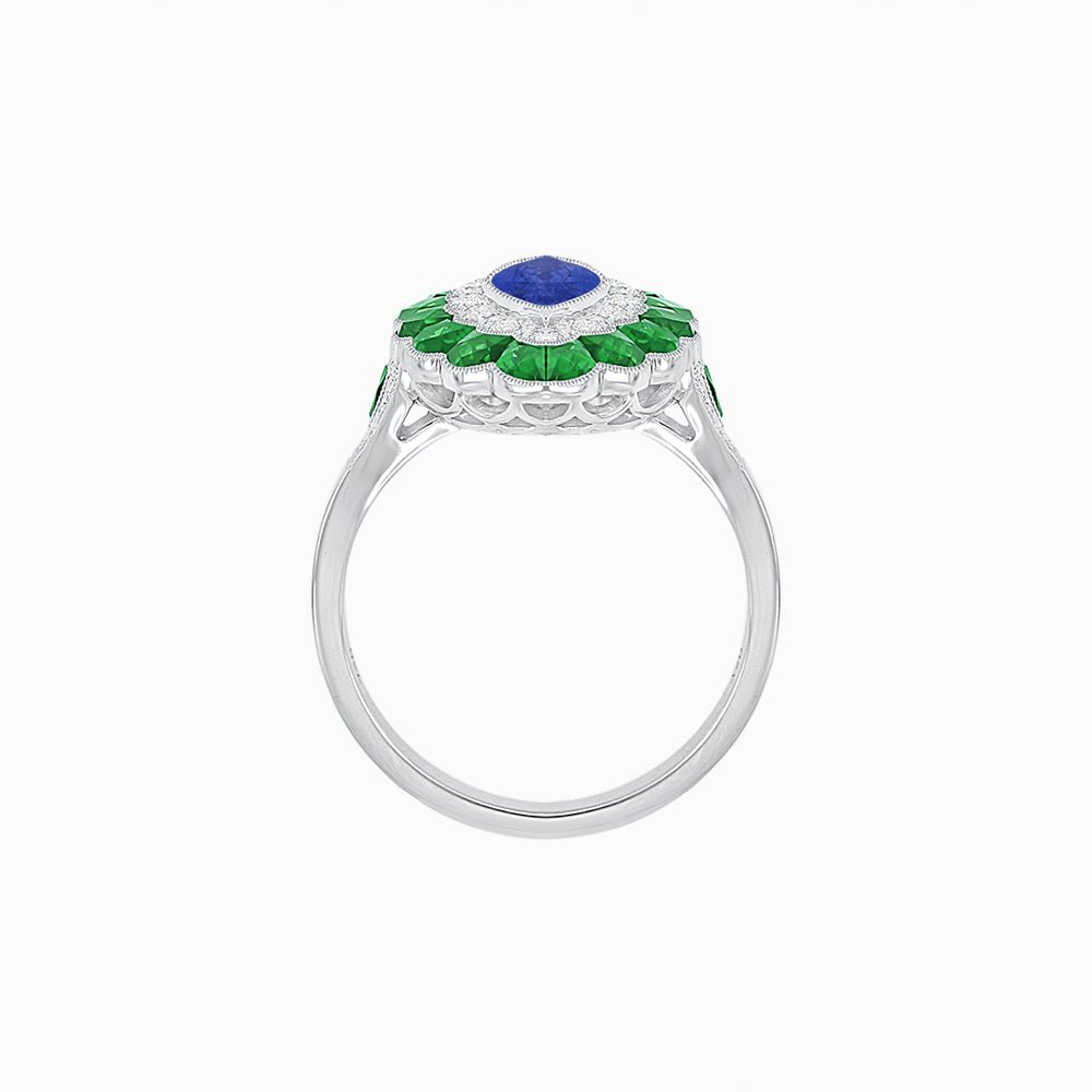 Antique Inspired Marquise Cut Gemstone Cocktail Ring - Shahin Jewelry