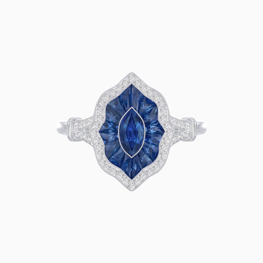 Antique Inspired Marquise Cut Gemstone Ring - Shahin Jewelry