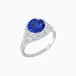 Load image into Gallery viewer, Antique Inspired Octagonal Round Center Mounting Ring with Hand Engraving - Shahin Jewelry