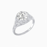 Load image into Gallery viewer, Antique Inspired Octagonal Round Center Mounting Ring with Hand Engraving - Shahin Jewelry