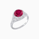 Load image into Gallery viewer, Antique Inspired Octagonal Round Center Mounting Ring with Hand Engraving - Shahin Jewelry