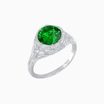 Load image into Gallery viewer, Antique Inspired Octagonal Round Center Mounting Ring with Hand Engraving - Shahin Jewelry
