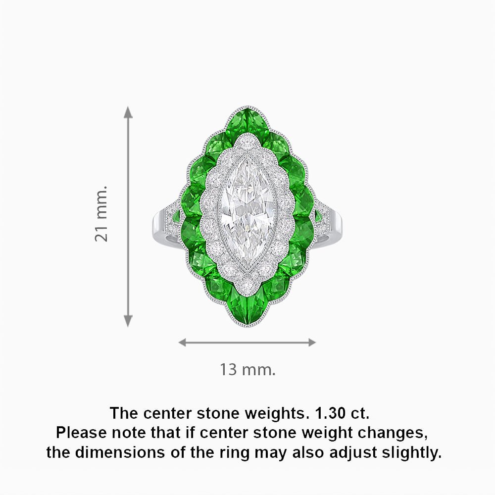 Antique Inspired Oval Cut Diamond and Cocktail Ring - Shahin Jewelry