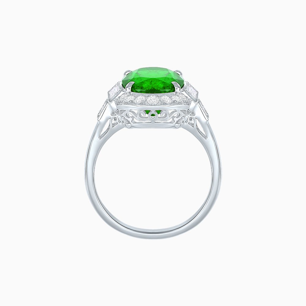 Antique Inspired Ring with Diamond With Gemstone - Shahin Jewelry