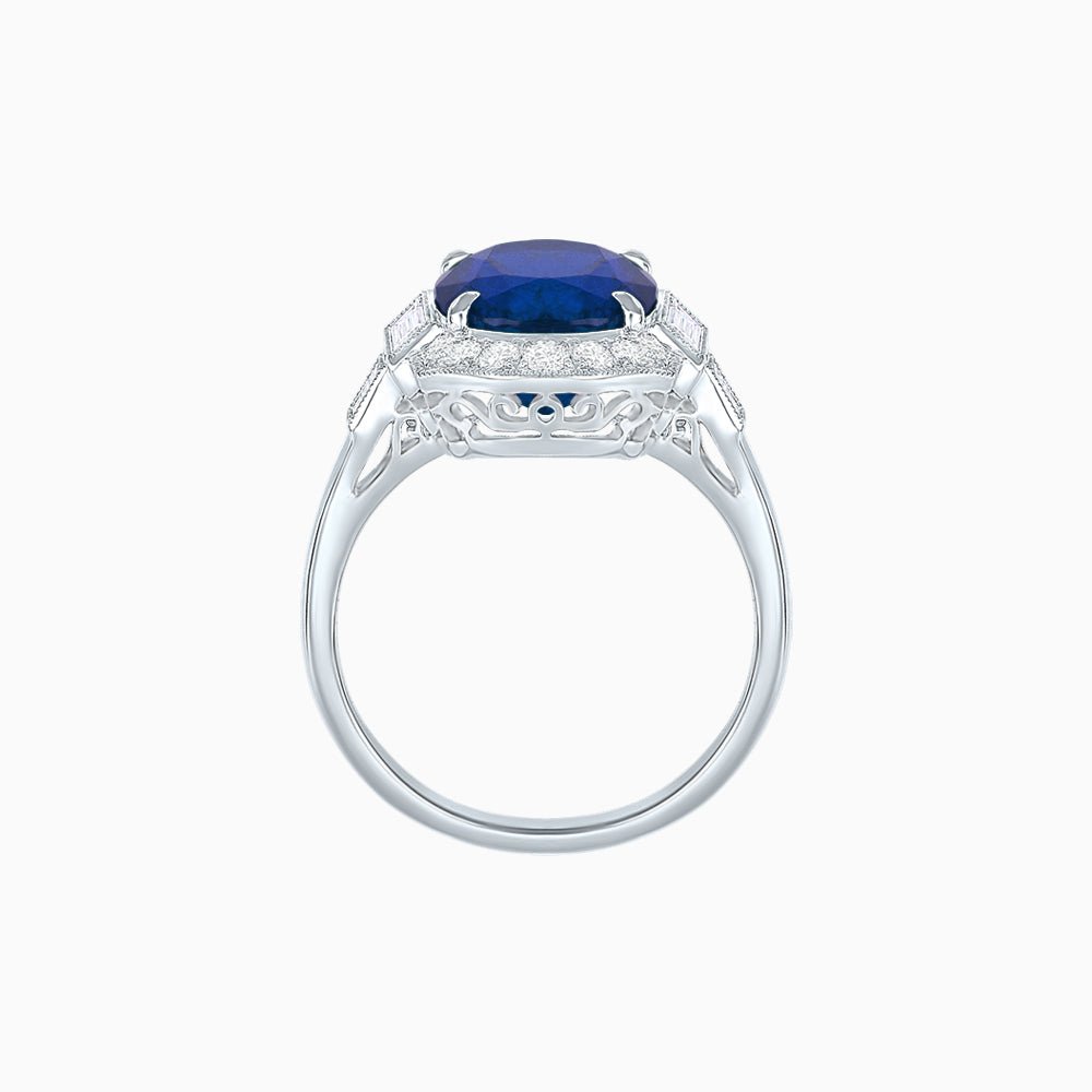 Antique Inspired Ring with Diamond With Gemstone - Shahin Jewelry