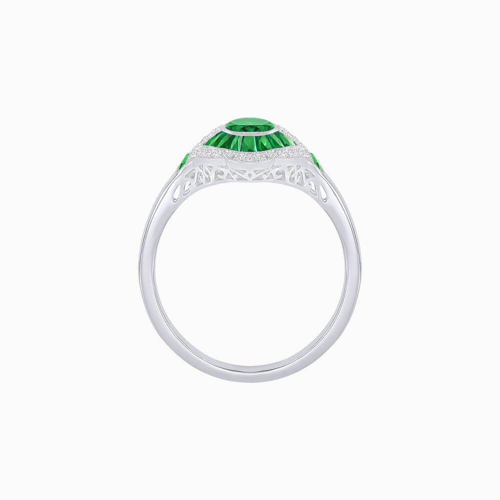 Antique Inspired Ring with Oval Gemstone - Shahin Jewelry