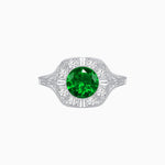 Load image into Gallery viewer, Antique Inspired Round Cut Milgrain Diamond Halo Ring - Shahin Jewelry