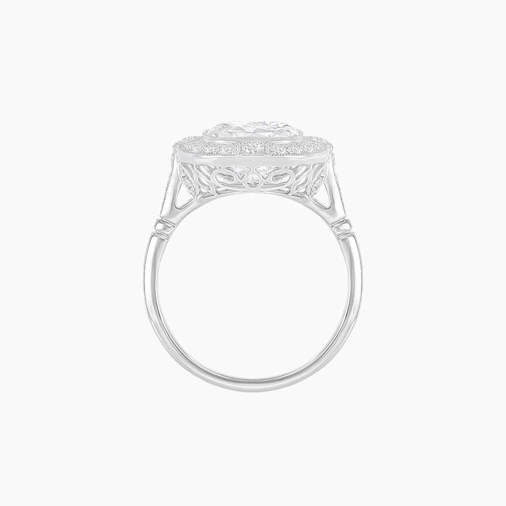 Antique Style Blue Sapphire Engagement Ring With Diamond - Shahin Jewelry