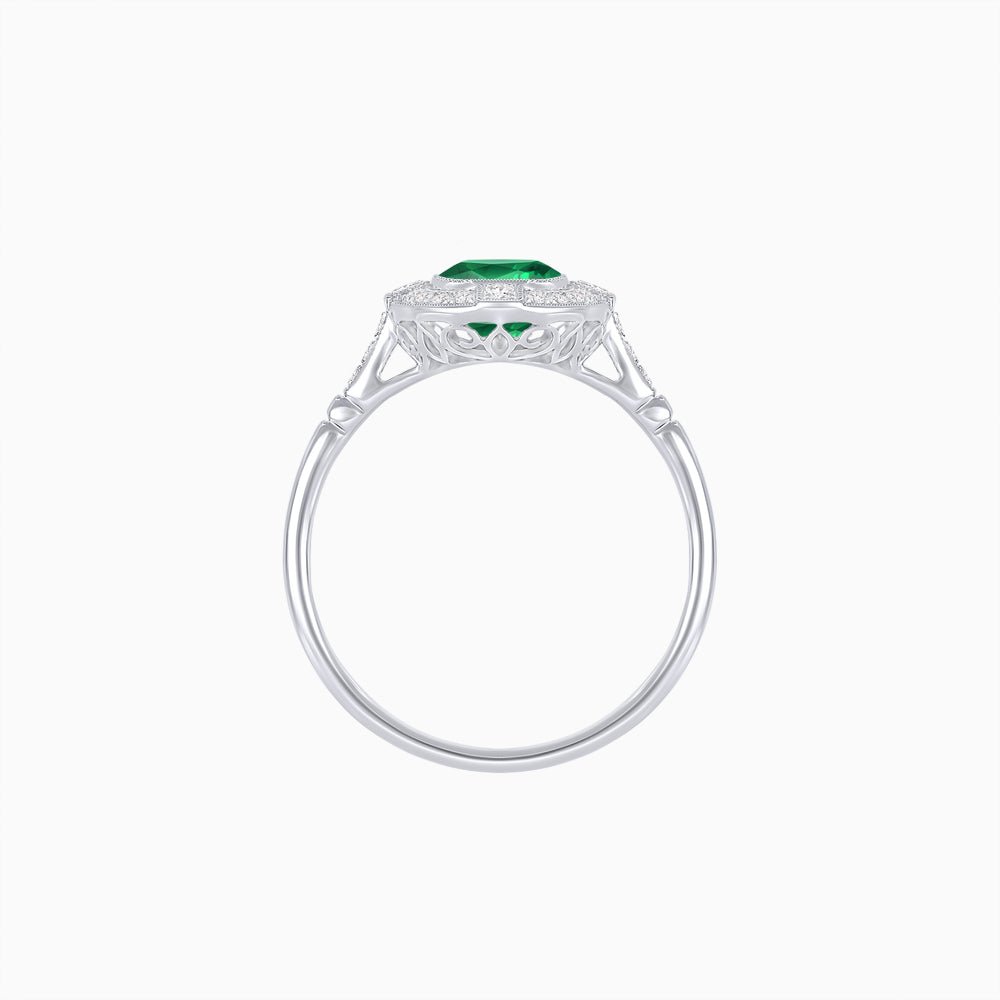 Antique Style Engagement Ring With Gemstone - Shahin Jewelry