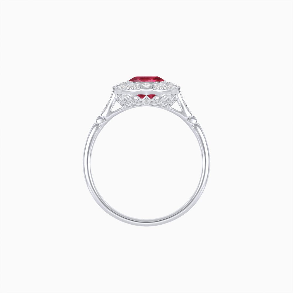 Antique Style Engagement Ring With Gemstone - Shahin Jewelry