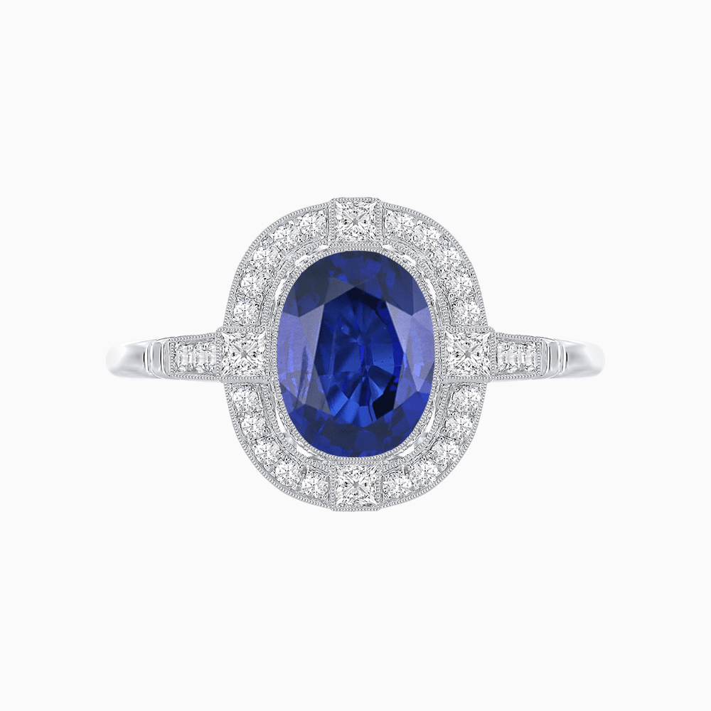 Antique Style Engagement Ring With Gemstone - Shahin Jewelry
