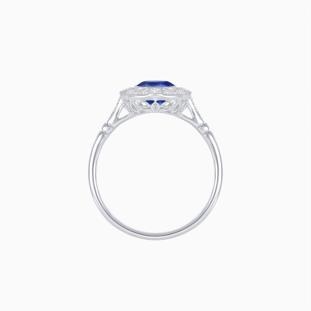 Antique Style Engagement Ring With Gemstone - Shahin Jewelry