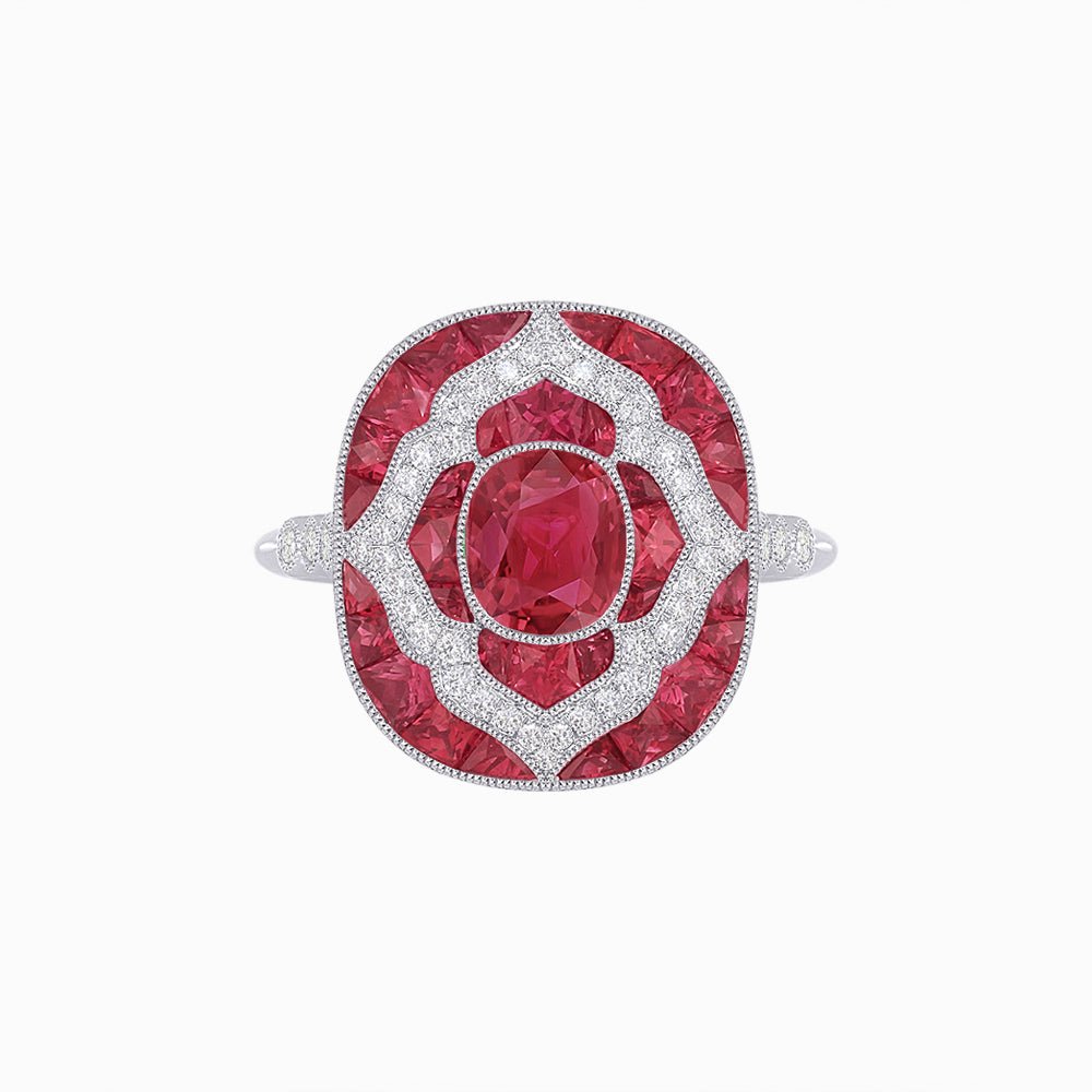 Art Deco Cocktail Ring with Gemstone - Shahin Jewelry