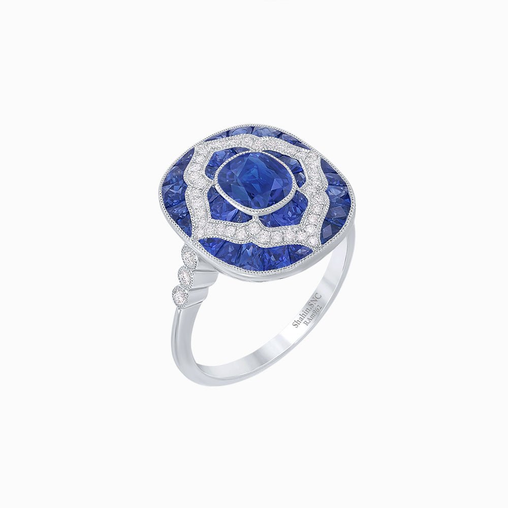 Art Deco Cocktail Ring with Gemstone - Shahin Jewelry