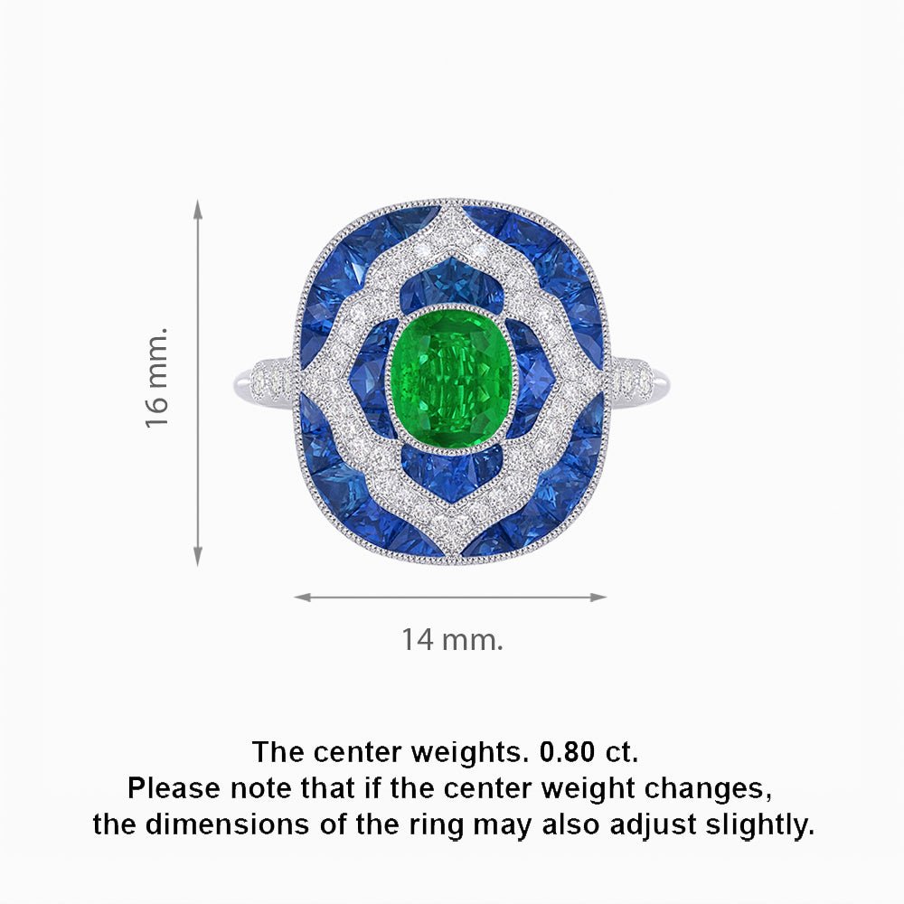Art Deco Cocktail Ring with Gemstone - Shahin Jewelry