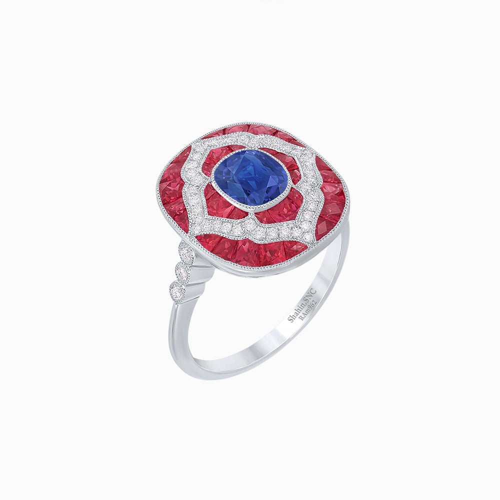 Art Deco Cocktail Ring with Gemstone - Shahin Jewelry