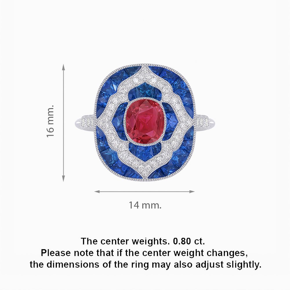 Art Deco Cocktail Ring with Gemstone - Shahin Jewelry