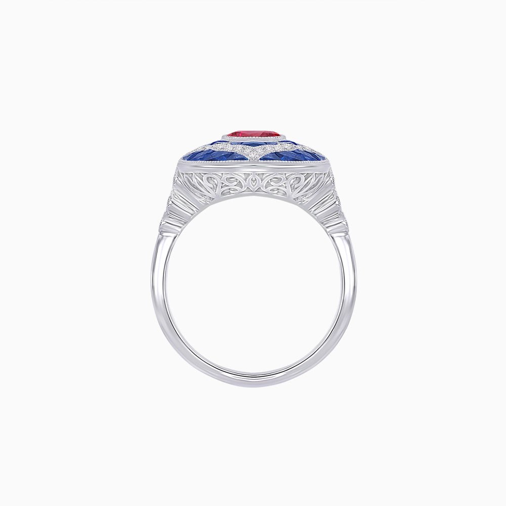 Art Deco Cocktail Ring with Gemstone - Shahin Jewelry