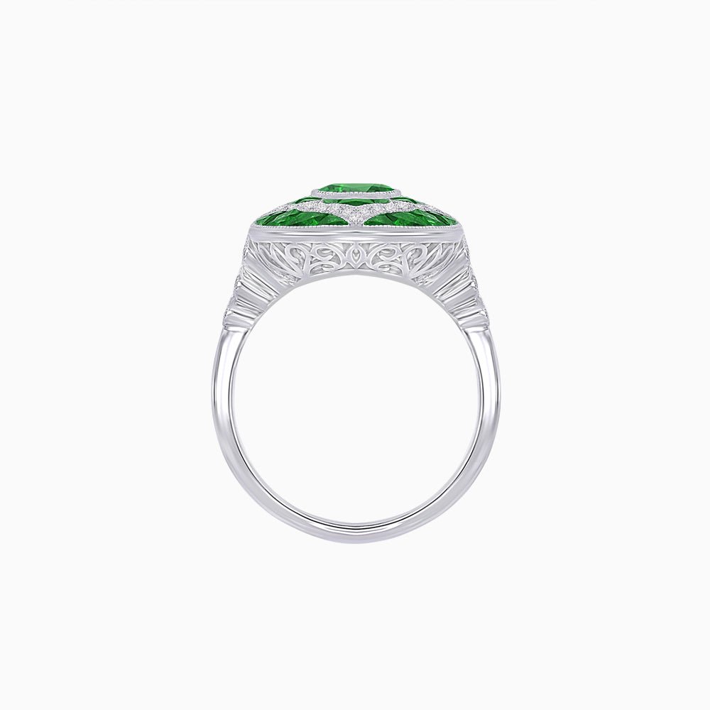 Art Deco Cocktail Ring with Gemstone - Shahin Jewelry