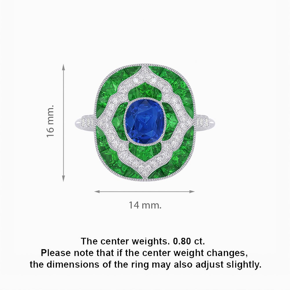 Art Deco Cocktail Ring with Gemstone - Shahin Jewelry