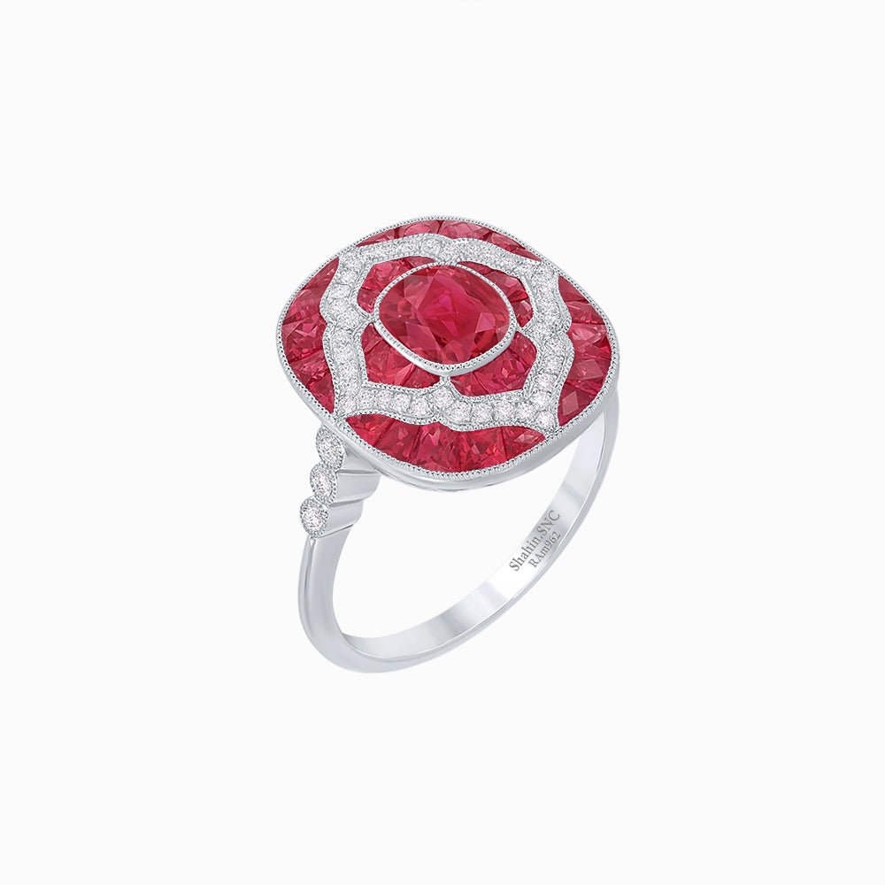 Art Deco Cocktail Ring with Gemstone - Shahin Jewelry