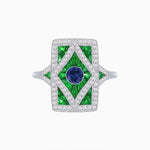 Load image into Gallery viewer, Art Deco Diamond Ring With Gemstoone - Shahin Jewelry