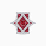 Load image into Gallery viewer, Art Deco Diamond Ring With Gemstoone - Shahin Jewelry