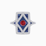 Load image into Gallery viewer, Art Deco Diamond Ring With Gemstoone - Shahin Jewelry