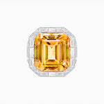 Load image into Gallery viewer, Art Deco Emerald-Cut Gemstone Ring with Architectural Diamond Halo - Shahin Jewelry