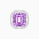 Load image into Gallery viewer, Art Deco Emerald-Cut Gemstone Ring with Architectural Diamond Halo - Shahin Jewelry
