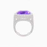 Load image into Gallery viewer, Art Deco Emerald-Cut Gemstone Ring with Architectural Diamond Halo - Shahin Jewelry