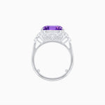 Load image into Gallery viewer, Art Deco Emerald - Cut Gemstone Ring with Diamond Side Stones - Shahin Jewelry