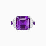 Load image into Gallery viewer, Art Deco Emerald - Cut Gemstone Ring with Diamond Side Stones - Shahin Jewelry
