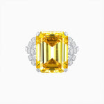 Load image into Gallery viewer, Art Deco Emerald - Cut Gemstone Ring with Diamond Side Stones - Shahin Jewelry