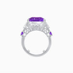 Load image into Gallery viewer, Art Deco Emerald - Cut Gemstone Ring with Diamond Side Stones - Shahin Jewelry