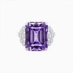 Load image into Gallery viewer, Art Deco Emerald - Cut Gemstone Ring with Diamond Side Stones - Shahin Jewelry